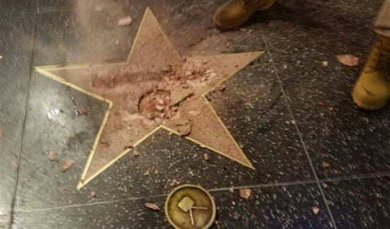Destruyen estrella de Trump en Hollywood