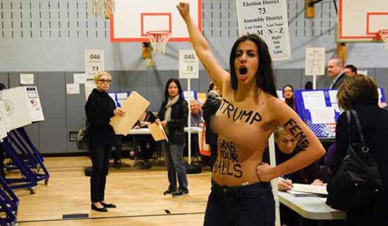 Mujeres en topless irrumpen en casilla donde votó Trump