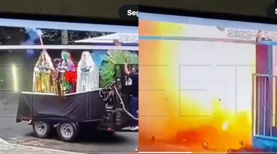 Explosión de camioneta con figuras de la Santa Muerte en Catemaco, Veracruz