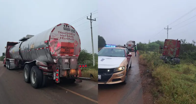 Choque entre tractocamión y cisterna