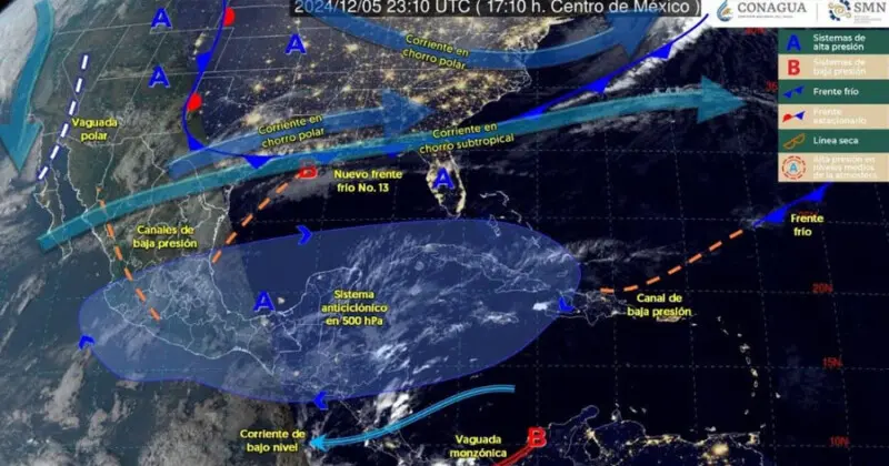 Frente frío número 13 llegará esta noche