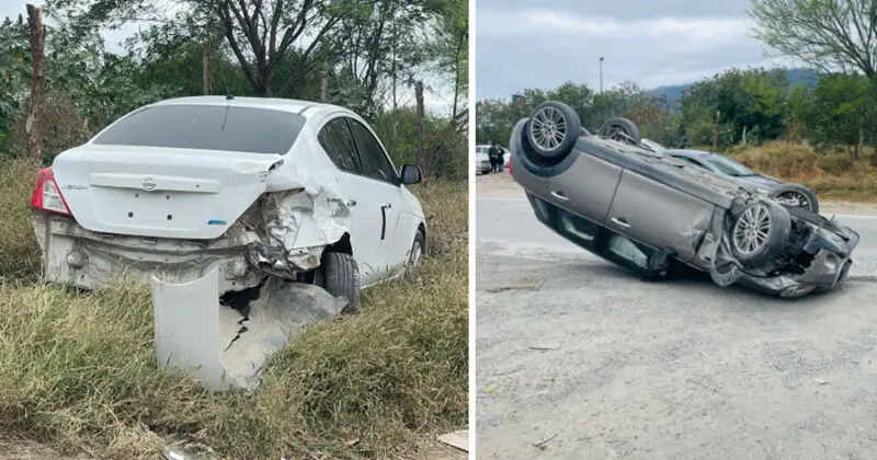 Choca y vuelca en el Eje Vial