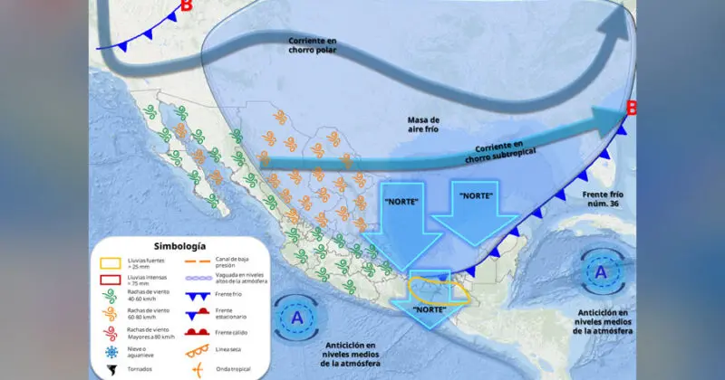 Anuncian llegada del frente frío número 36