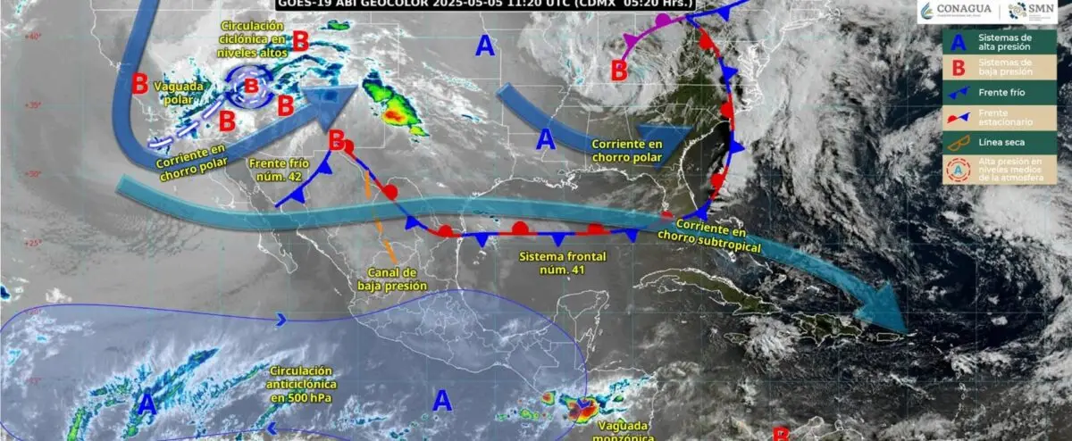 Frente frío 42 trae lluvias fuertes y granizo